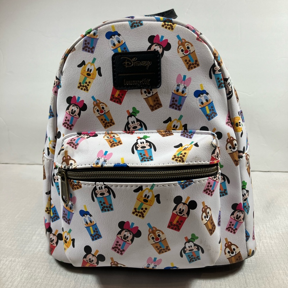 EUC-Like New! Disney Loungefly Mini Backpack, Mickey, Minnie, Goofy W/Bobas